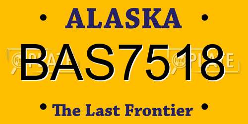 BAS7518 Alaska License Plate
