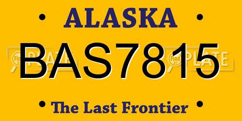 BAS7815 Alaska License Plate