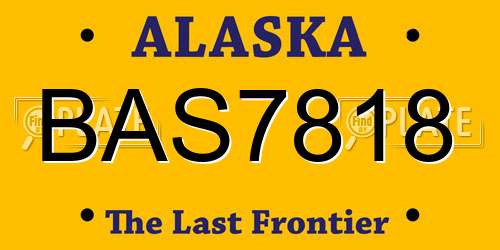 BAS7818 Alaska License Plate