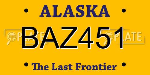 BAZ451 Alaska License Plate