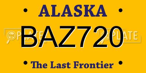 BAZ720 Alaska License Plate