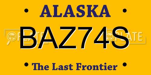 BAZ74S Alaska License Plate