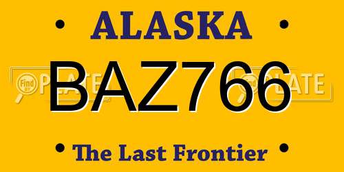 BAZ766 Alaska License Plate