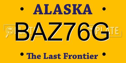 BAZ76G Alaska License Plate