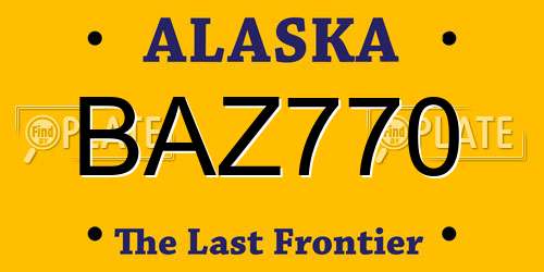 BAZ770 Alaska License Plate