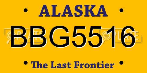 BBG5516 Alaska License Plate