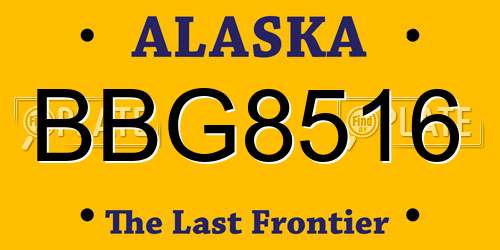 BBG8516 Alaska License Plate