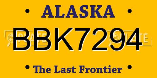 BBK7294 Alaska License Plate