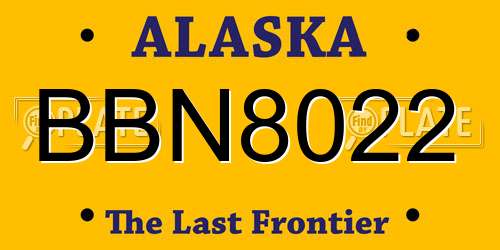 BBN8022 Alaska License Plate