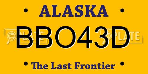 BBO43D Alaska License Plate
