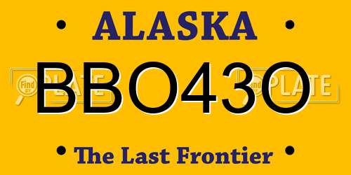 BBO43O Alaska License Plate