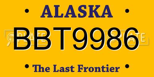 BBT9986 Alaska License Plate