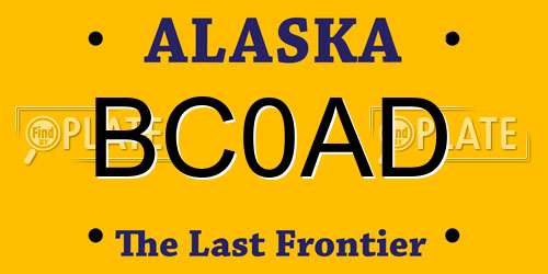 BC0AD Alaska License Plate