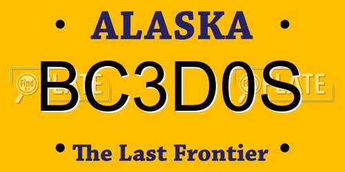 BC3D0S Alaska License Plate