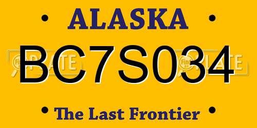 BC7S034 Alaska License Plate