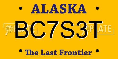 BC7S3T Alaska License Plate