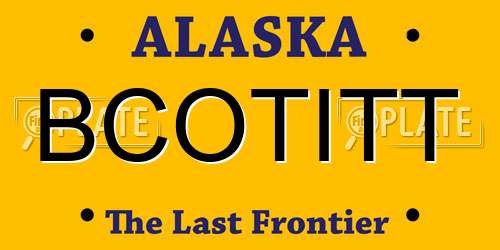 BCOTITT Alaska License Plate