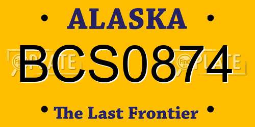 BCS0874 Alaska License Plate