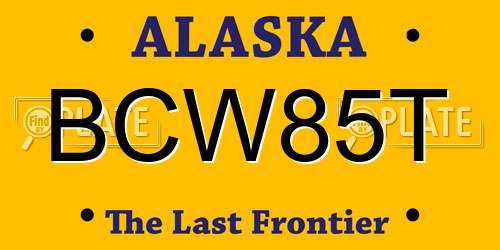 BCW85T Alaska License Plate