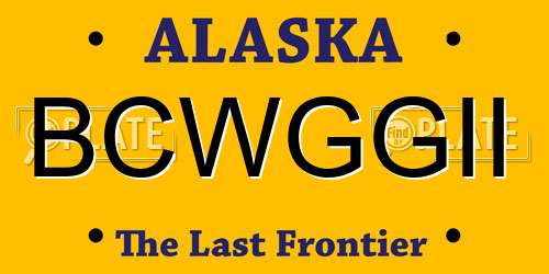 BCWGGII Alaska License Plate