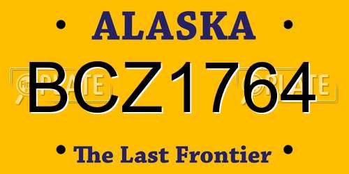 BCZ1764 Alaska License Plate