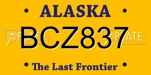 BCZ837 Alaska License Plate