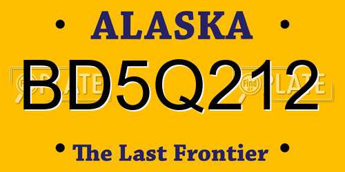 BD5Q212 Alaska License Plate