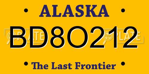 BD8O212 Alaska License Plate