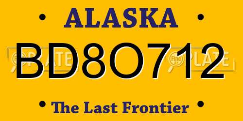 BD8O712 Alaska License Plate
