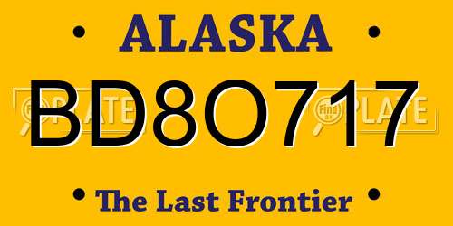 BD8O717 Alaska License Plate