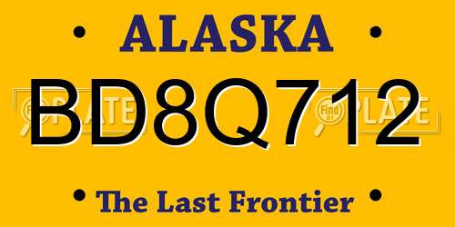 BD8Q712 Alaska License Plate