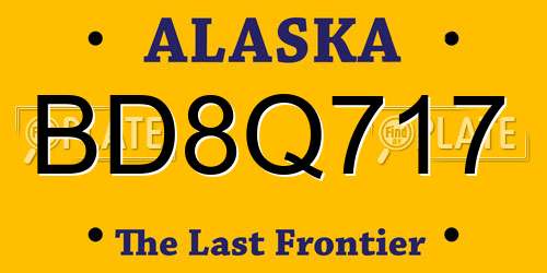 BD8Q717 Alaska License Plate