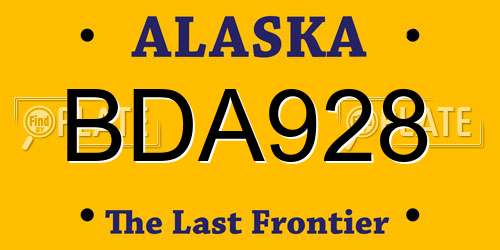 BDA928 Alaska License Plate