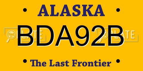 BDA92B Alaska License Plate