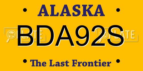 BDA92S Alaska License Plate