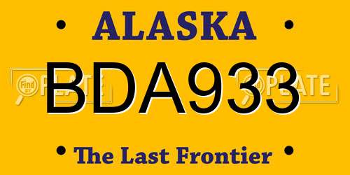 BDA933 Alaska License Plate