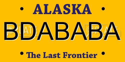 BDABABA Alaska License Plate