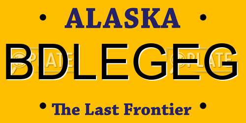 BDLEGEG Alaska License Plate