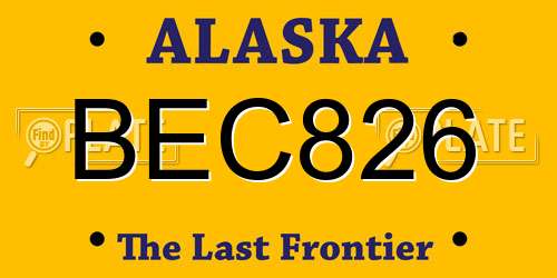 BEC826 Alaska License Plate