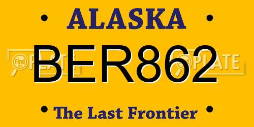 BER862 Alaska License Plate