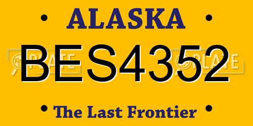 BES4352 Alaska License Plate