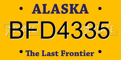 BFD4335 Alaska License Plate