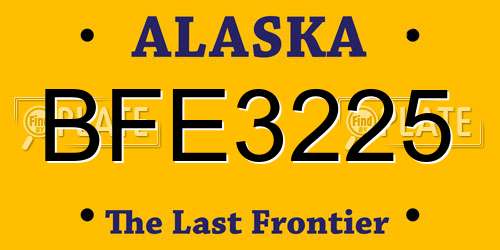 BFE3225 Alaska License Plate