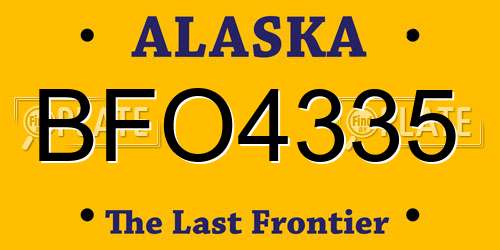 BFO4335 Alaska License Plate