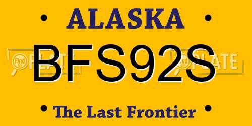 BFS92S Alaska License Plate