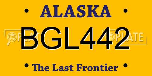 BGL442 Alaska License Plate