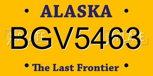 BGV5463 Alaska License Plate