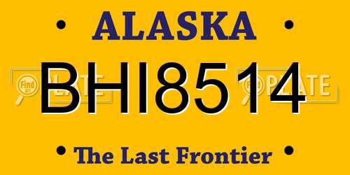 BHI8514 Alaska License Plate