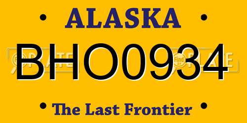 BHO0934 Alaska License Plate