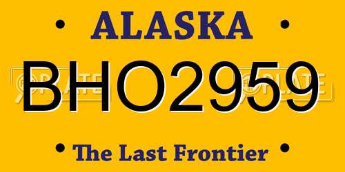 BHO2959 Alaska License Plate